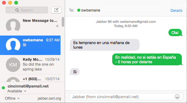 MAC OS X Messages secure chat
